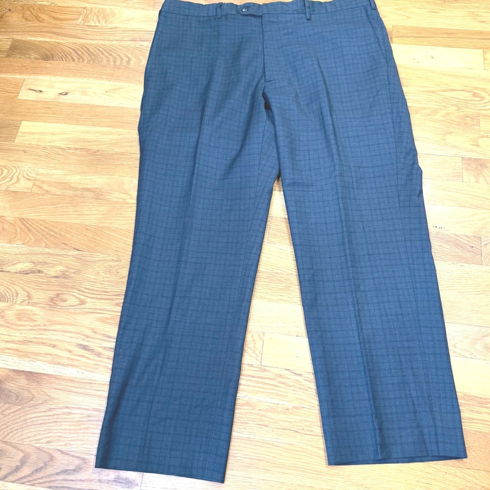 JB Britches Mens Gray Micro Check Wool Dress Pants Made in Italy 40x30